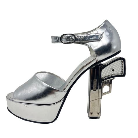 chanel miami vice pistol heels|Chanel RARE Miami Vice Silver Platform Shoes with Gun Heels.